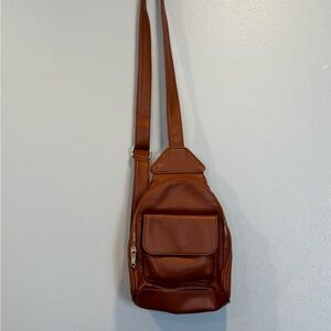 Brown Leather Crossbody Bag with Multiple Compartments